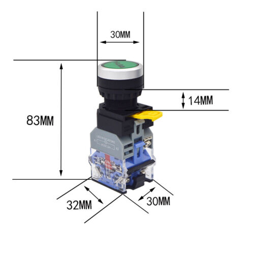 GREEN- button yj139 la38-11bn 22mm flat head self reset button inching ...
